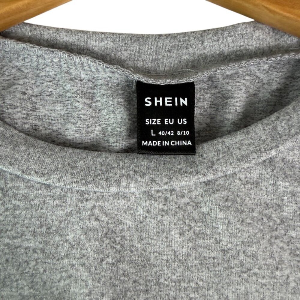 Women’s Gray Short Sleeve Bodysuit Size Large Stretchy Fitted Snap Closure - Picture 5 of 9